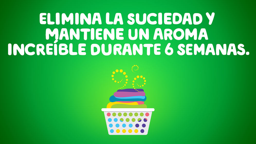 Elimina la suciedad y mantiene un aroma increíble durante 6 semanas.
