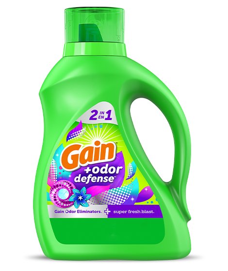 Detergente líquido para la ropa Gain+Odor Defense Super Fresh Blast