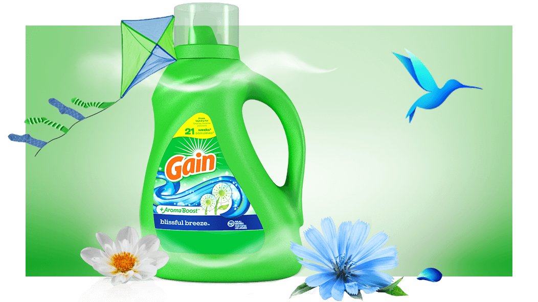 Bottle of Gain Blissful Breeze Liquid Laundry Detergent