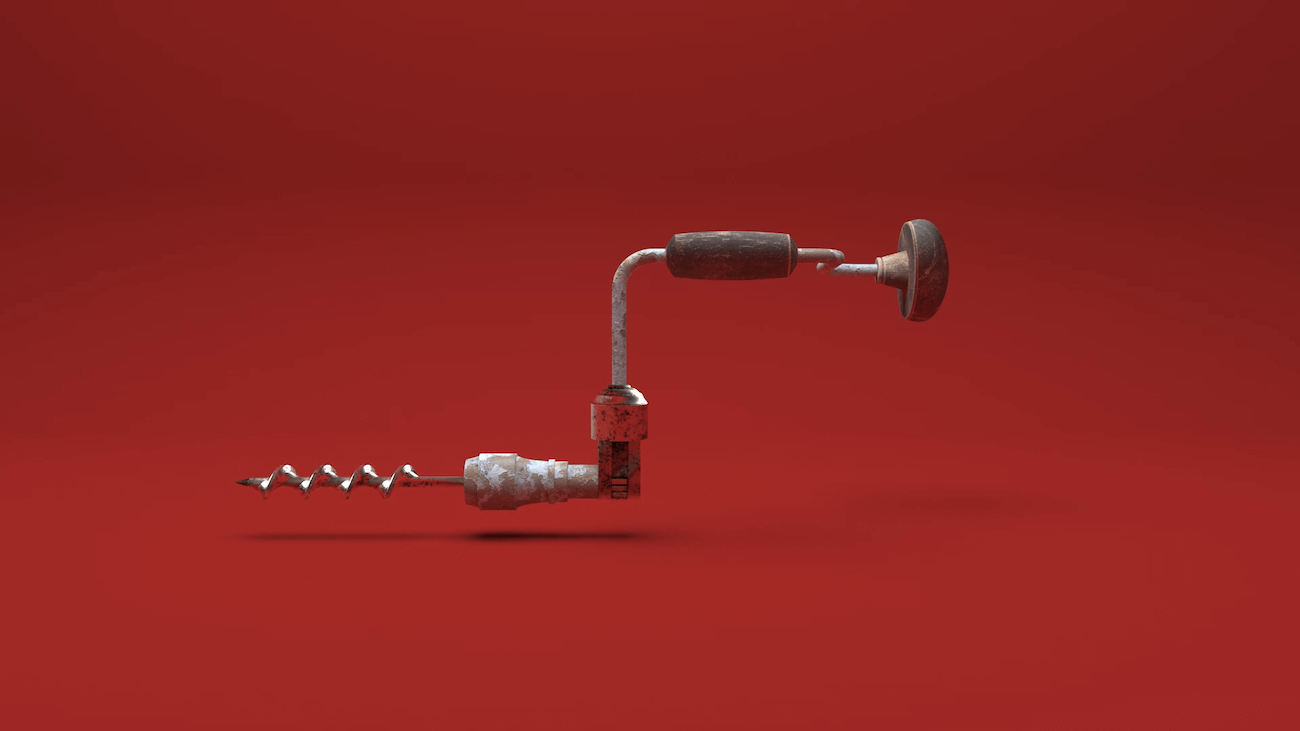 A graphic illustration of an antique drill