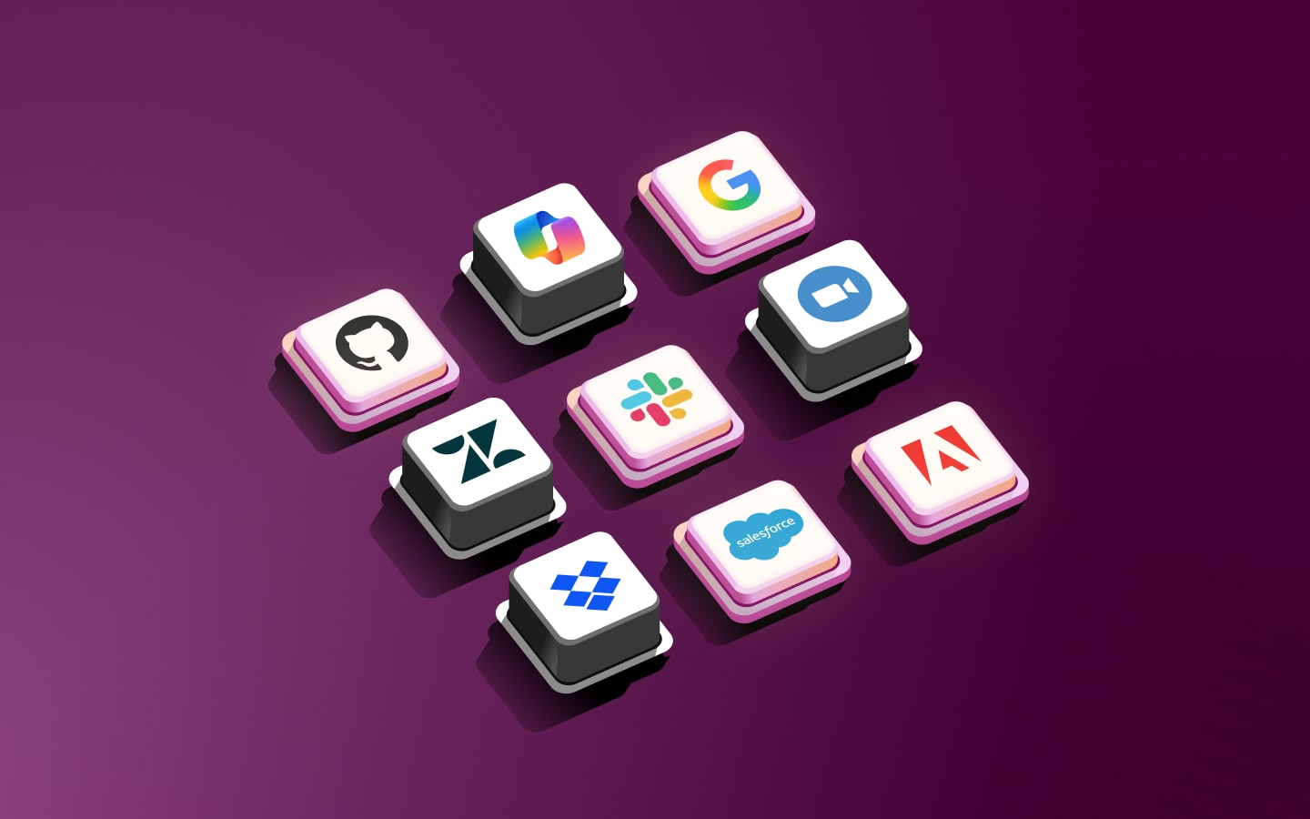 A grid of app logos
