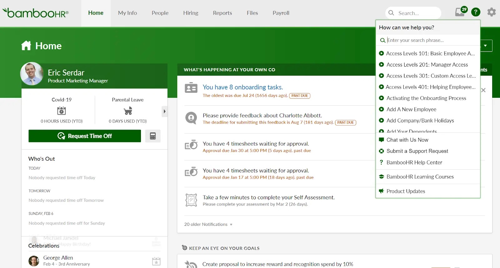 Bamboo HR homepage