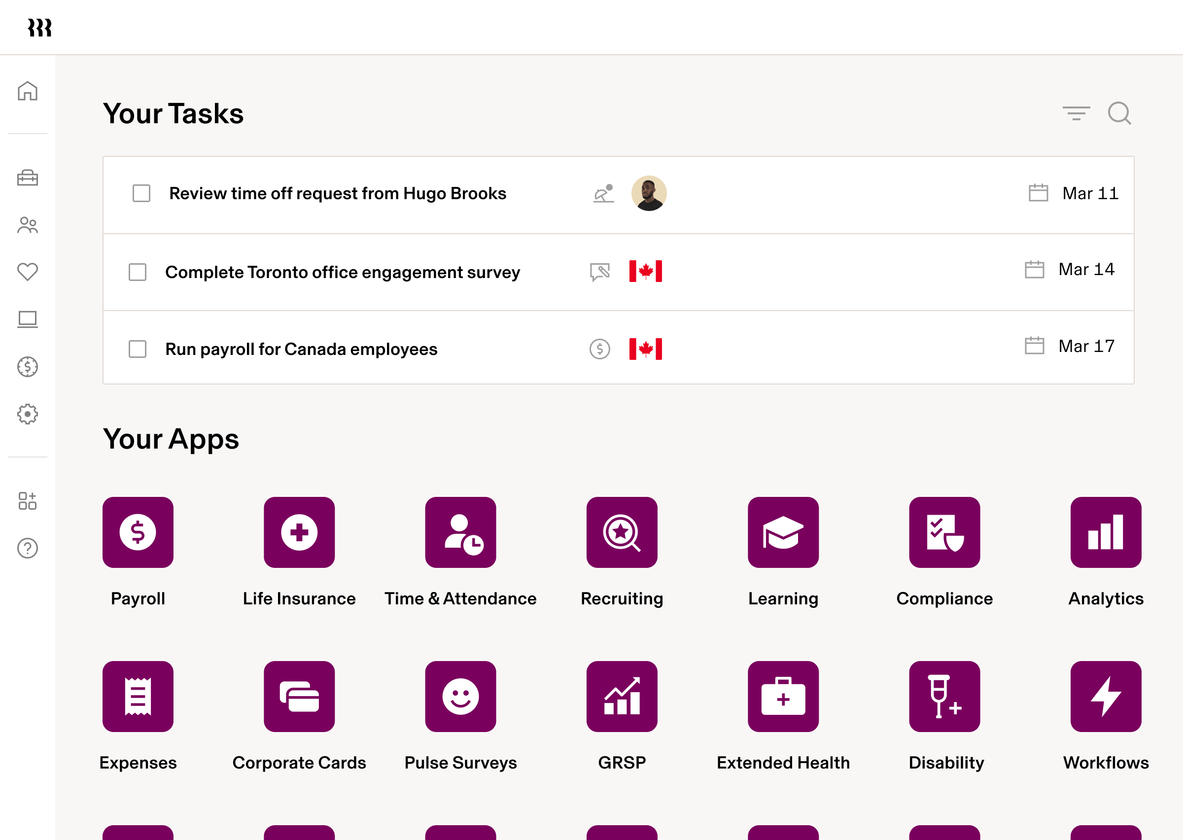 HCM Dashboard Tablet, Your Tasks, Your Apps | .png