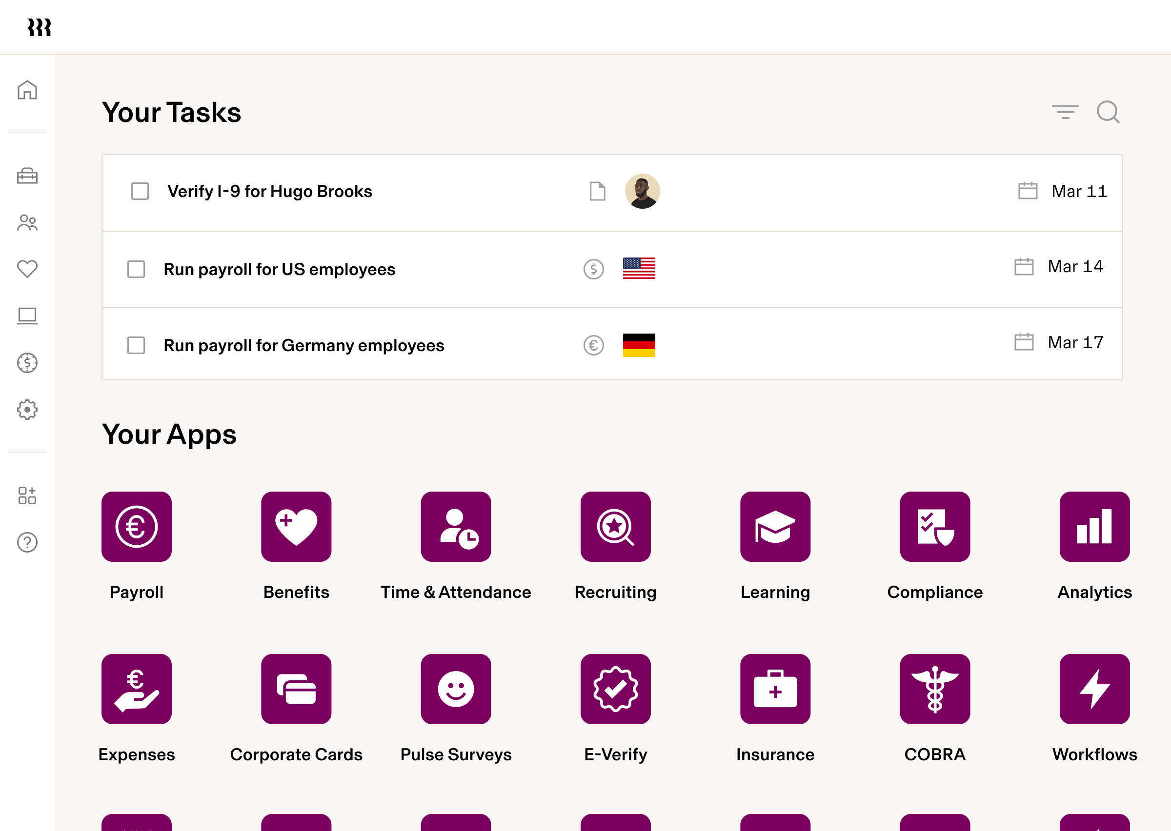 Tablet mit HR-Management-Dashboard, Aufgaben, Apps | .png