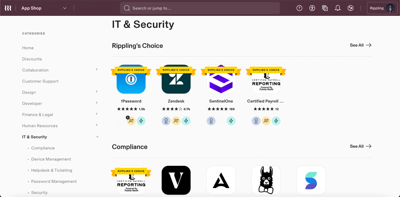 Rippling Product Screenshot IT & Security