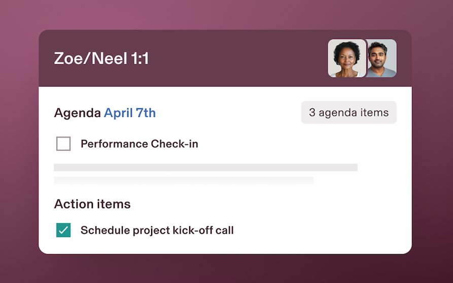Popup with information about a 1:1 meeting.