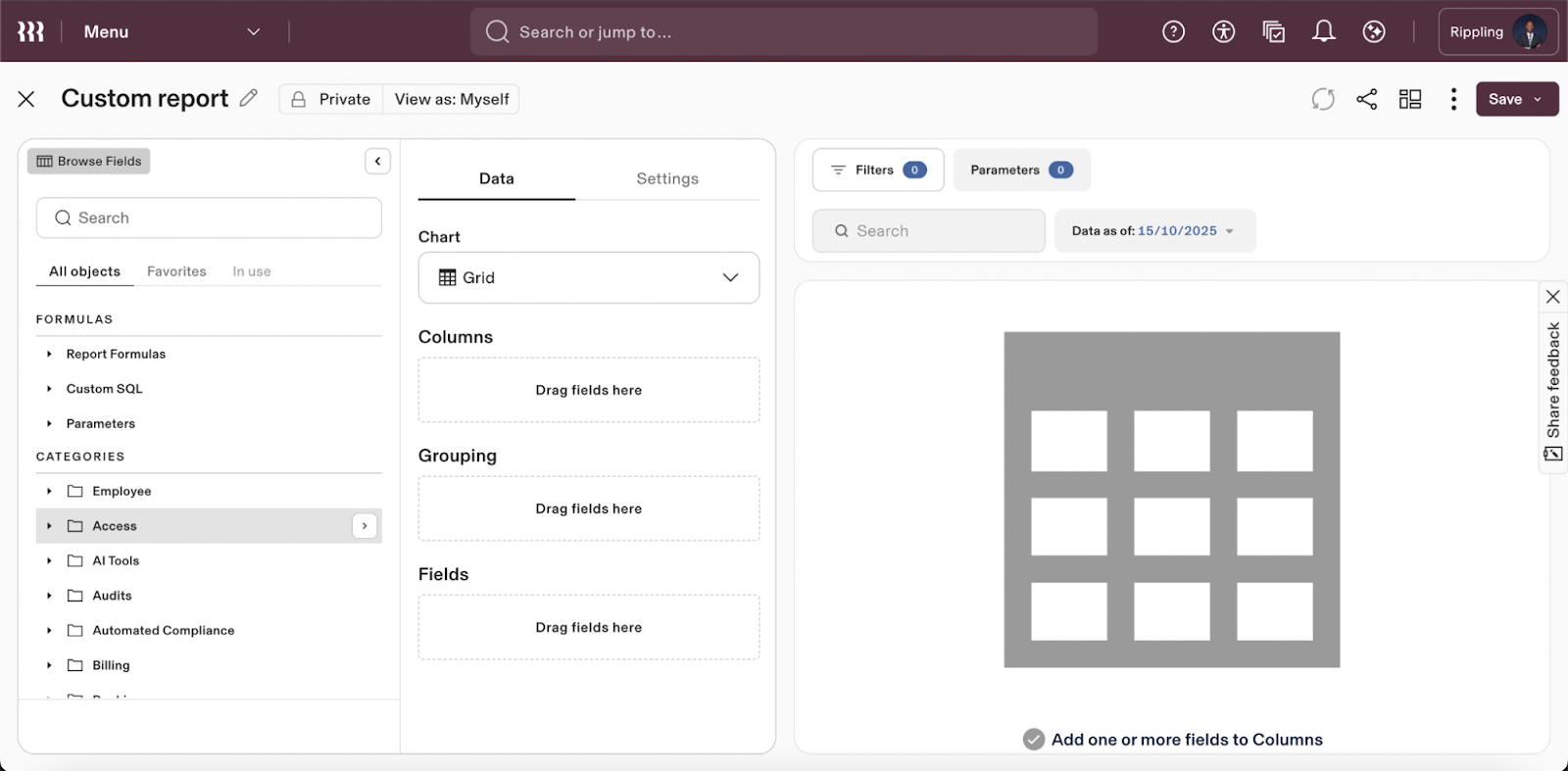 Rippling Product Screenshot Custom Report