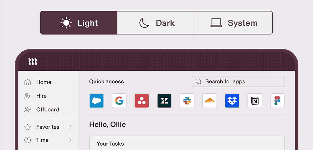 Preview of Rippling's dark mode.