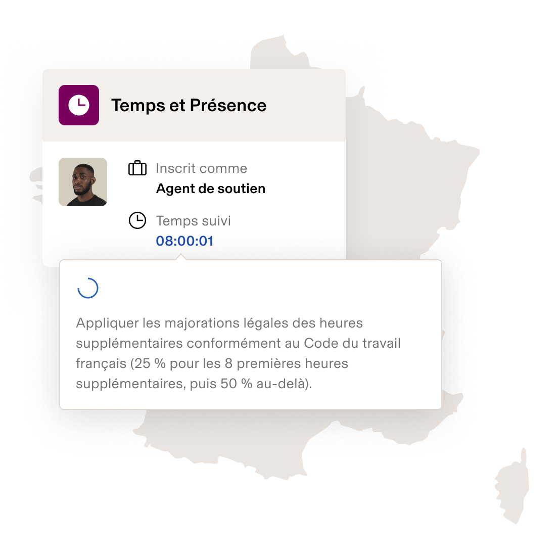 Screenshot of an employee timecard in Rippling's Time & Attendance product
