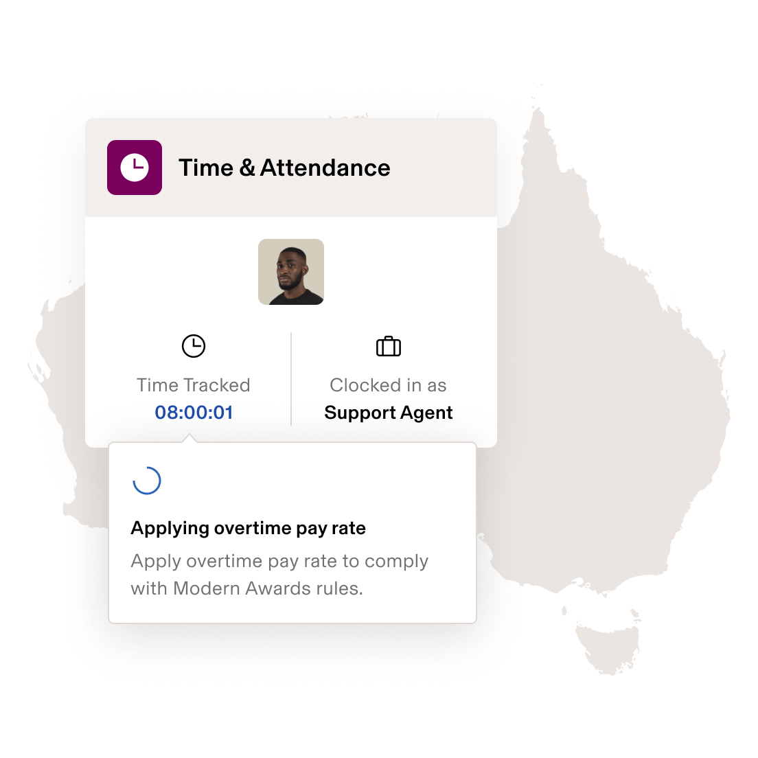 Screenshot of an employee timecard in Rippling's Time & Attendance product