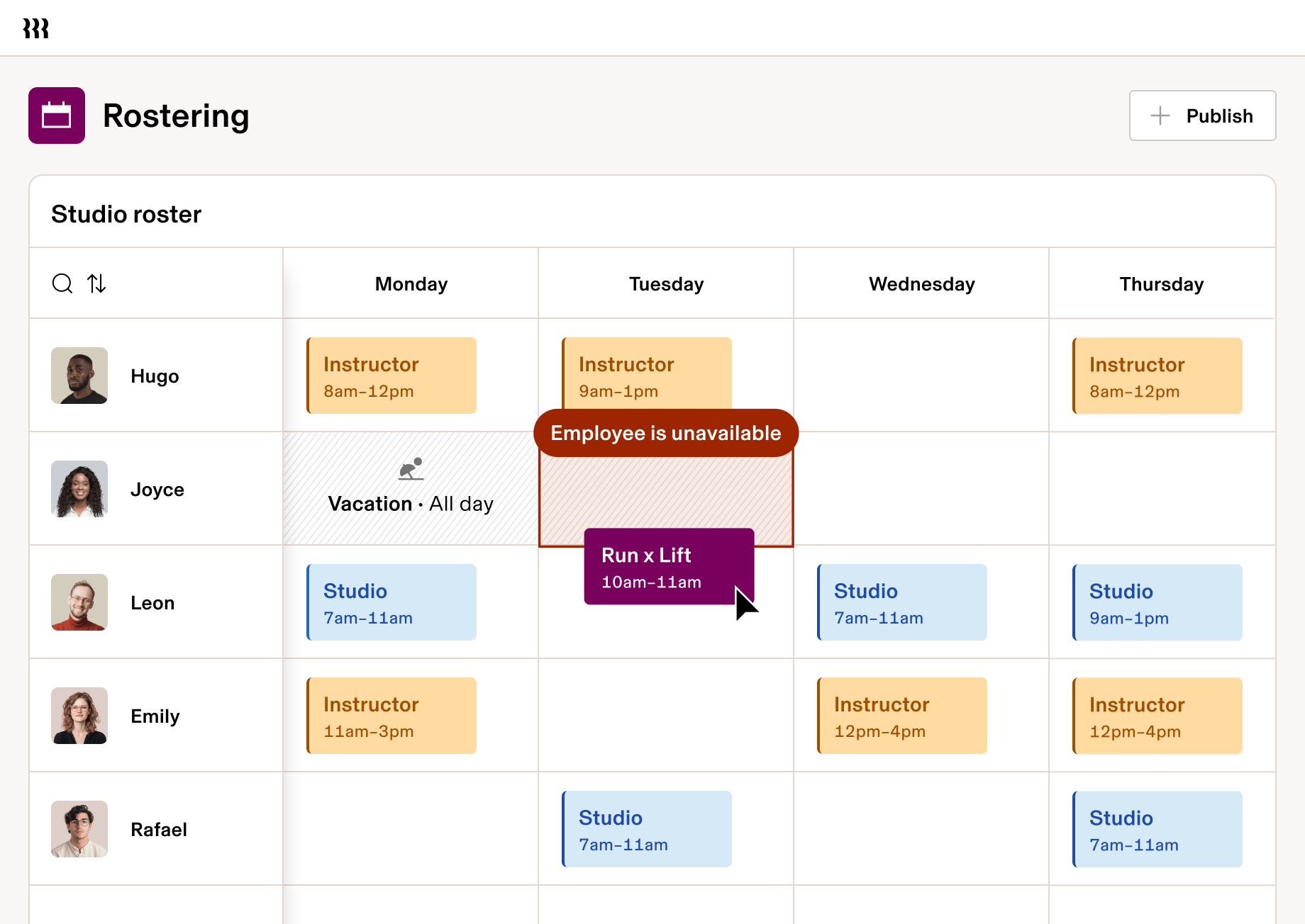 Scheduling calendar