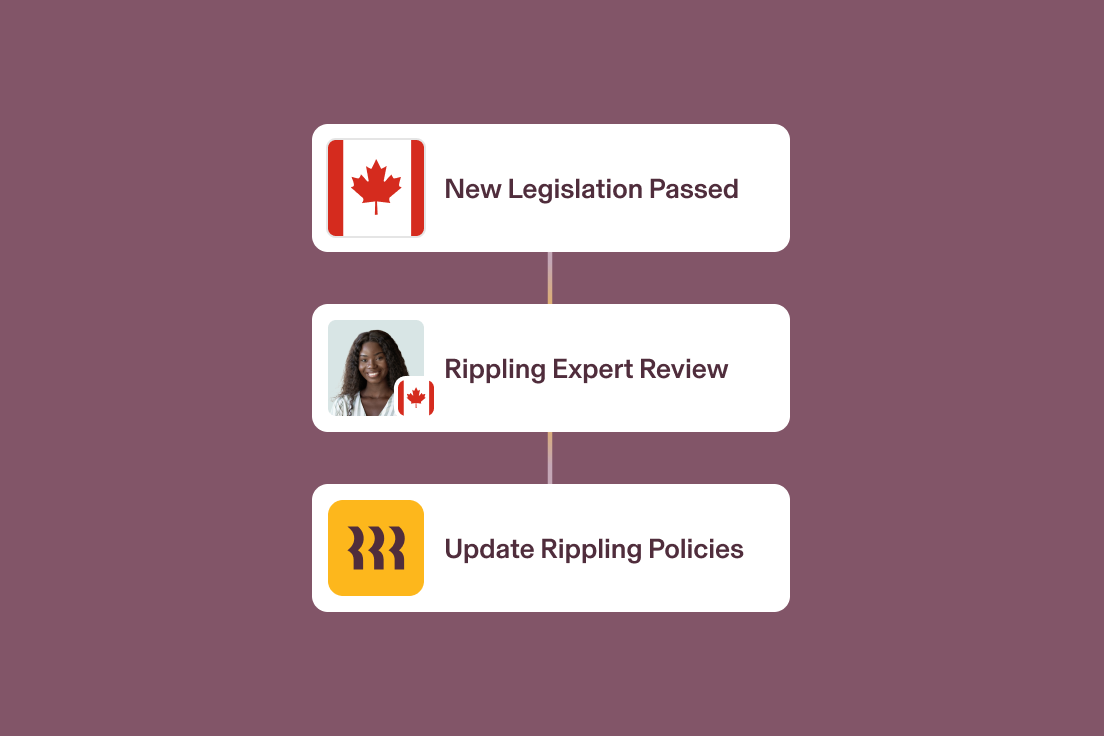 Organigramme affichant le processus de législation canadien avec trois encadrés reliés : Nouvelle législation, Analyse d’experts et Mise à jour des politiques.