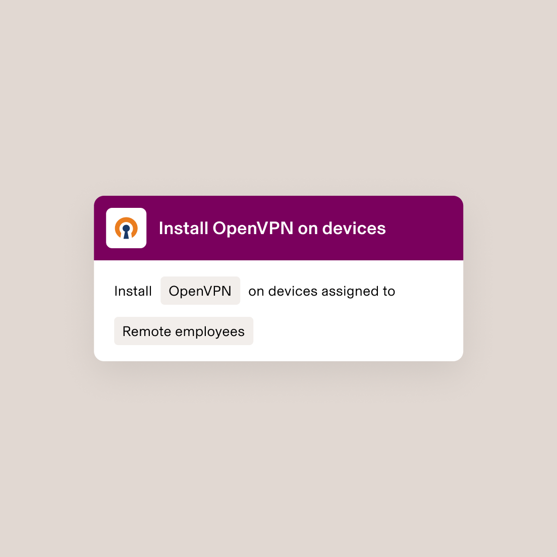 OpenVPN installation interface showing options to install the VPN software on devices assigned to remote employees.