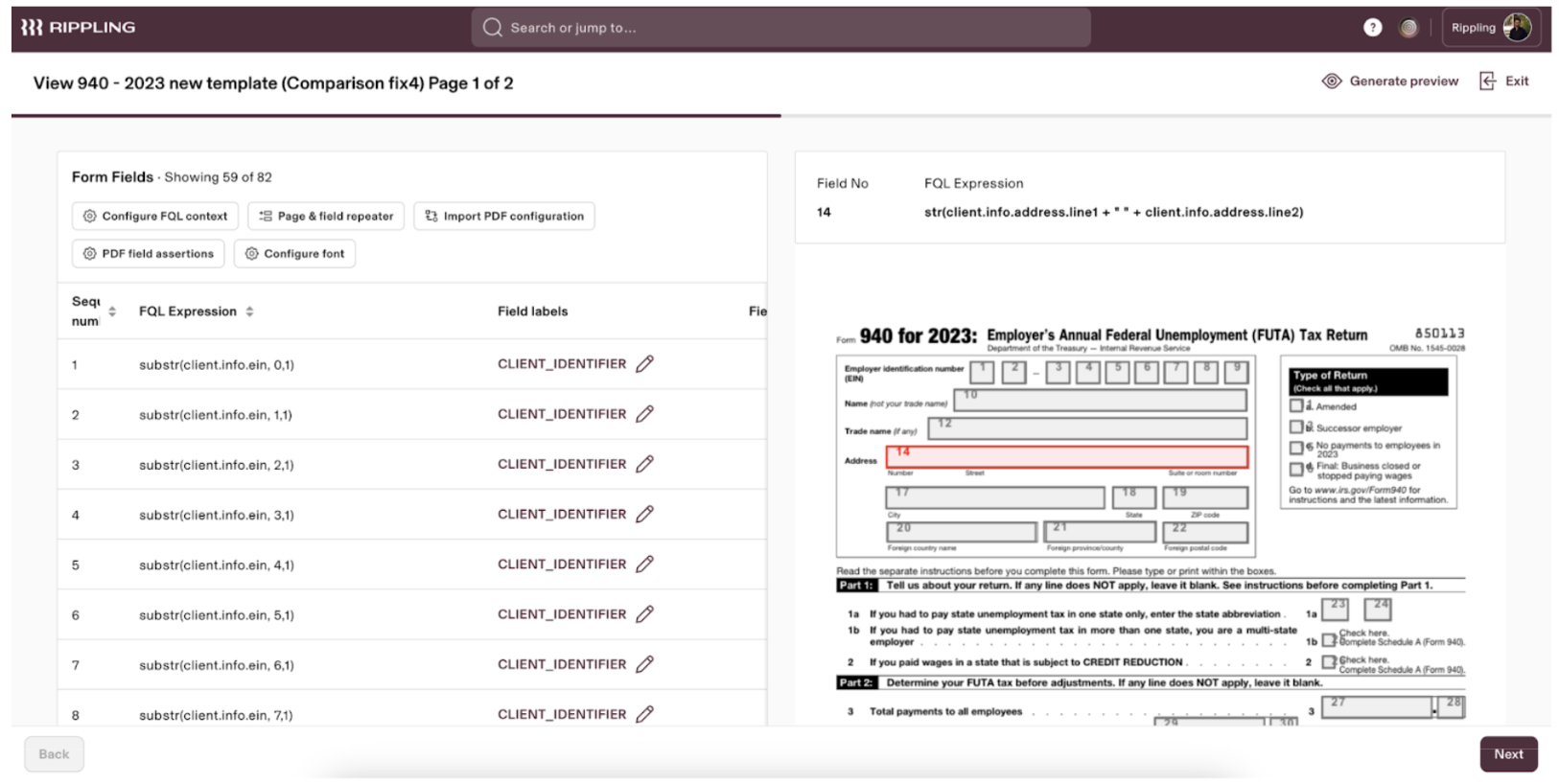 Preview of the FQL Expression interface.