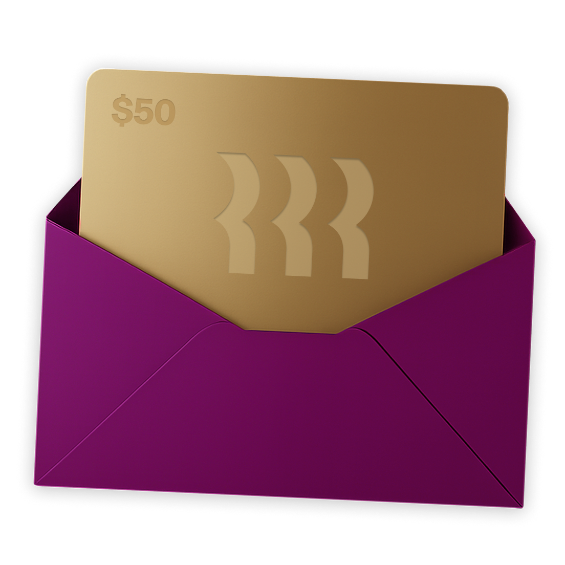 Rendering of a gold $50 gift card with the Rippling logo on it
