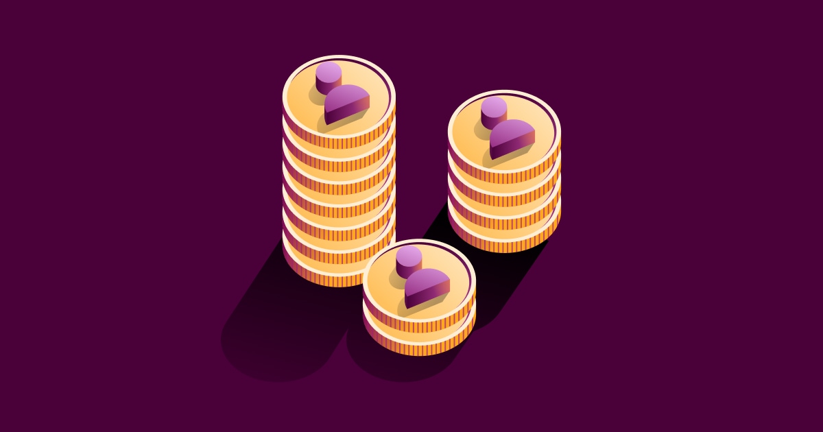 Graphic illustration of three stacks of coins
