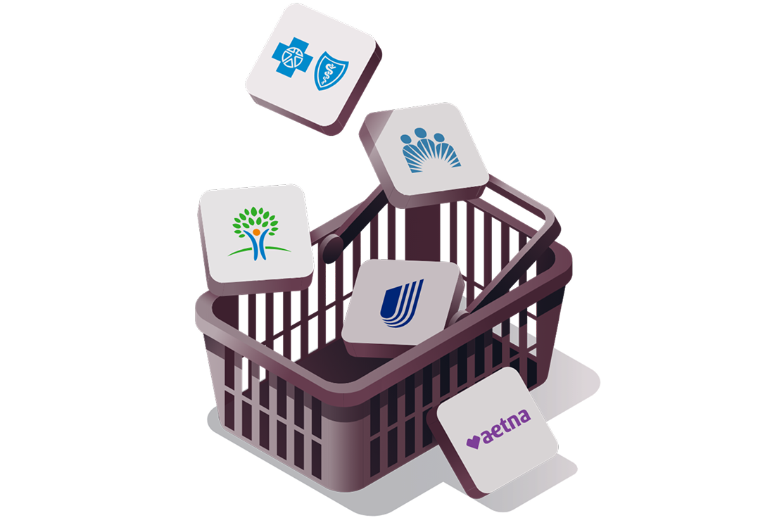 An illustration of a basket holding icons representing benefits