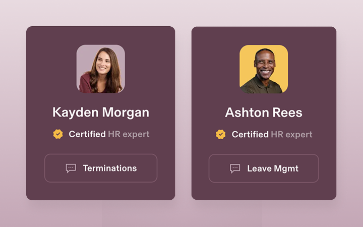Screenshot of two HR experts' information in Rippling