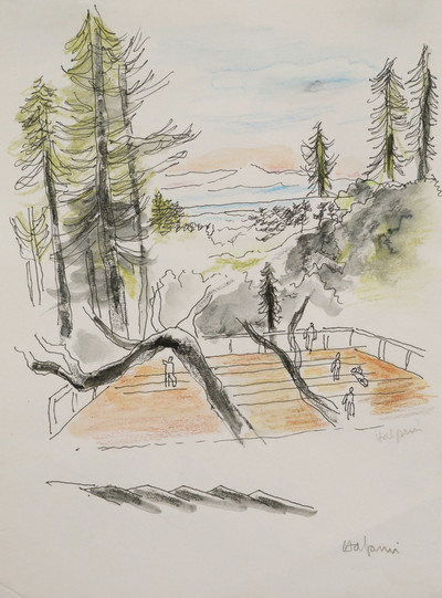 Dance Deck, Kentfield, 1985 Pastel and pen on paper