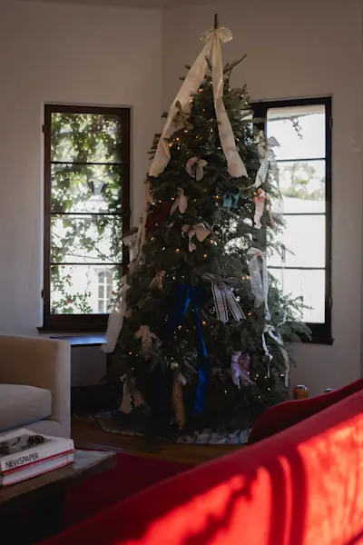 A tree decorated with antique trims from Josie's collection.