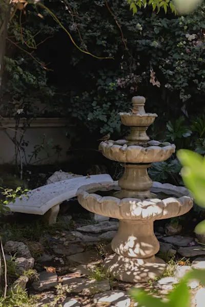 Fountain in entry courtyard.