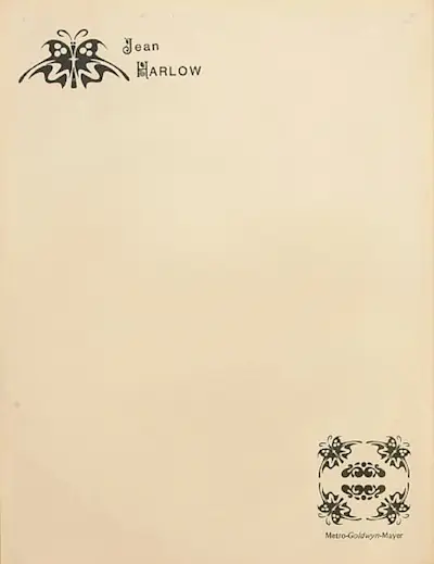 Stationery for Jean Harlow