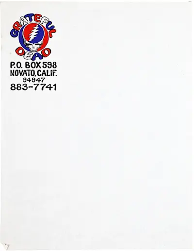 Stationery for Grateful Dead