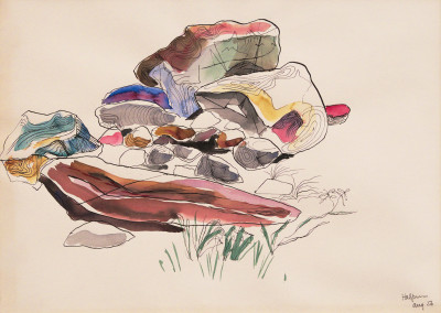 Rock Study, 1956 Watercolor and pen on paper