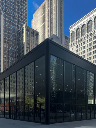 The post office building at the Federal Center. The smallest of the three structures.