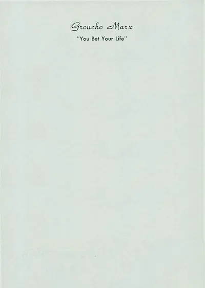 Stationery for Goucho Marx