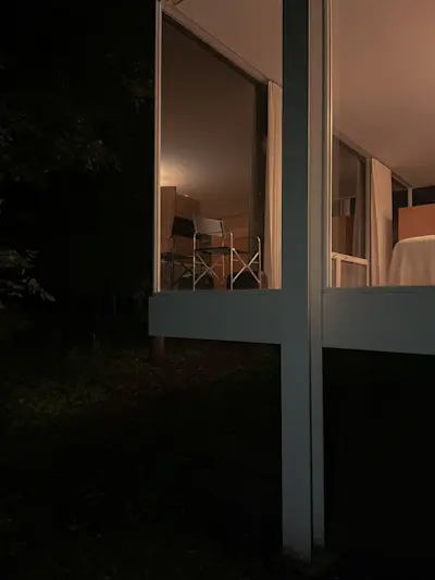 All the elements of the structure at night.