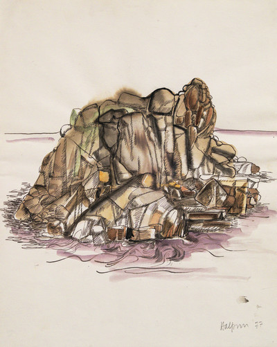 Sea Ranch Rock Study, 1977 Watercolor and pen on paper