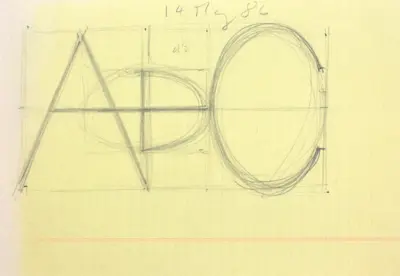 Donald Judd, drawing for Ayala de Chinati brand, 1986.