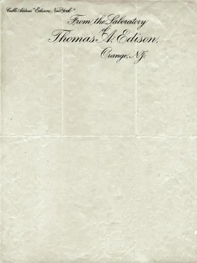 Stationery for Thomas Edison