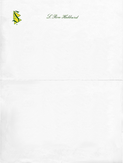 Stationery for L Ron Hubbard