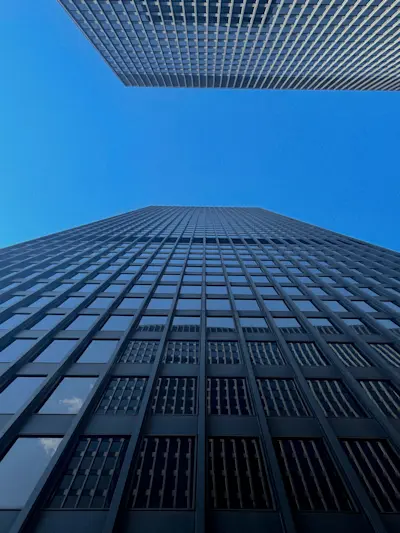 Looking up at the Federal Center.