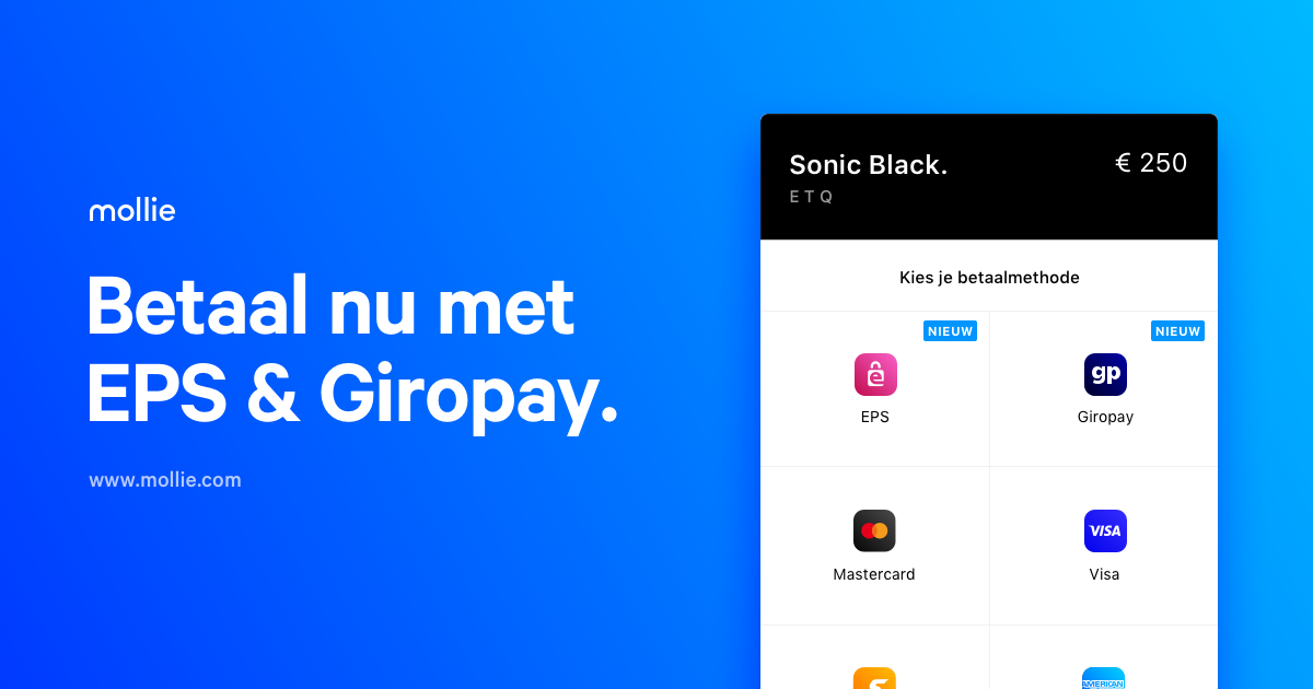 Introductie van twee nieuwe betaalmethoden: EPS en Giropay