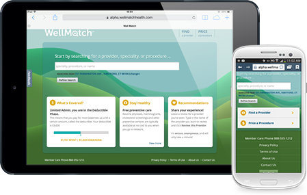 Wellmatch on a tablet and mobile phone