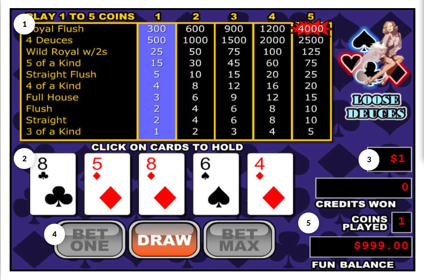 video poker game screen