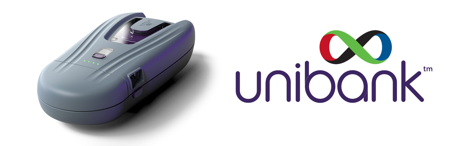 The Unibank power bank next to the Unibank logo