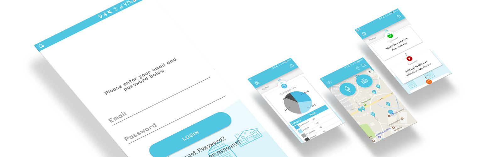 3 screengrabs from the AI Android app developed by Eden Agency