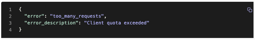 M2M token quota error