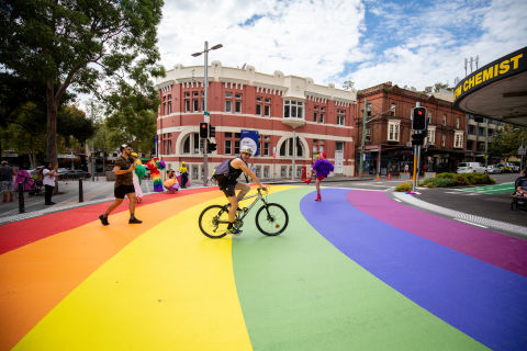 The Rainbow Crossing at Taylor Square will be refreshed before Sydney WorldPride. Photo: Katherine Griffiths / City of Sydney