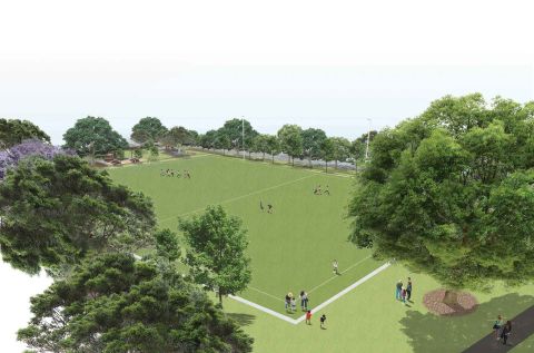 Artist’s impression of the proposed synthetic field at Turruwul Park. Image: City of Sydney.