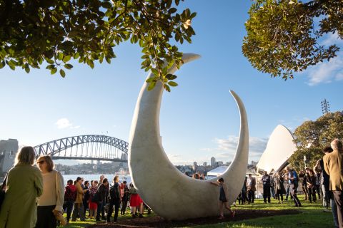 The unveiling of &#39;bara&#39; by First Nations artist Judy Watson. This public artwork is part of the Eora Journey. Photo: Chris Southwood / City of Sydney