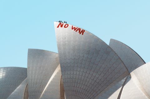 Protesters delivered a very visible anti-war message in 2003, in opposition to the US-led invasion of Iraq. Photo: Time Cole, City of Sydney Archives, A-00083766