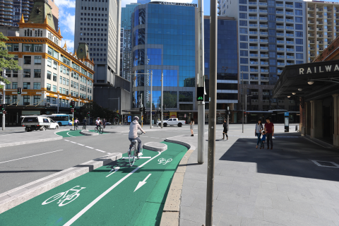 Artist impresson of cycleway at Liverpool and Elizabeth streets
