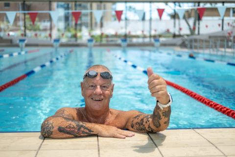 Local resident Keith gives the 25-metre indoor pool a tick of approval