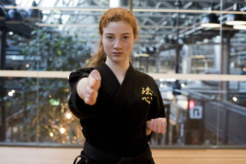 Ella has her black belt and is captain of the High School Jujitsu team