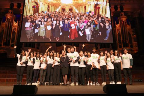 International student ambassadors are introduced at the Lord Mayor&#39;s welcome event. Image: Damian Shaw, City of Sydney